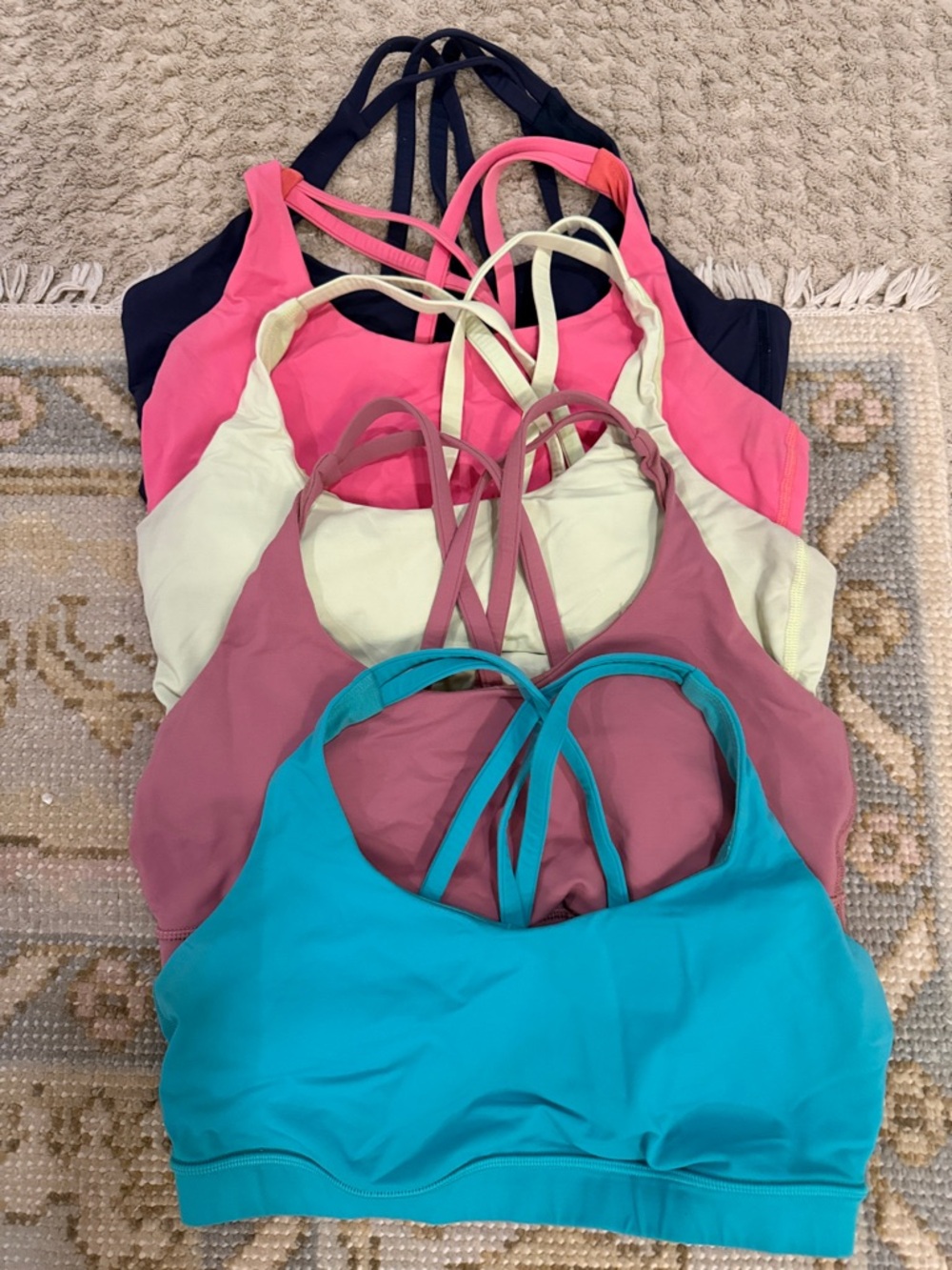 Lululemon Energy Sports Bras Size 10 - Teal, Mauve, Light Green, Pink, Navy